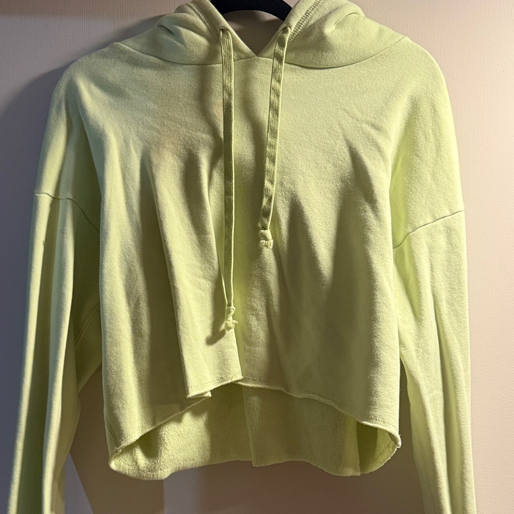 Women's Lime Green Crop Hoodie Top